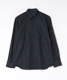 *シャツ 長袖 メンズ 綿混 ワイドカラー ややゆったり ペイスリー ジャガード
