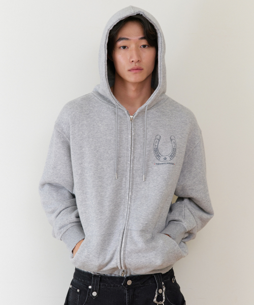 LUCKY HOUSE HOODIE ZIP-UP GREY（パーカー）｜THEVINYLHOUSE