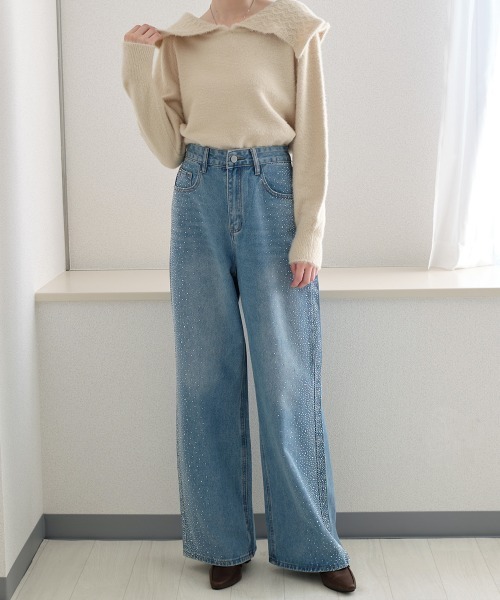 Rejoule(リジュール)の「バッグリボン ラインストーンデニムパンツ(デニムパンツ・レディース・ライトブルー・M/S)」の10枚目の写真