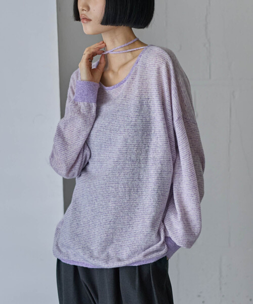 for/c(フォーシー)の「やわらかコード付き2wayトップス【サスティナブル】(ニット/セーター・レディース・ライトグレー/パープル系1/チャコール/ブラウン系・M/L)」の22枚目の写真