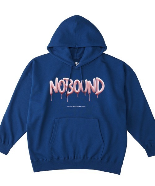 NOBOUND(ノーバウンド)の「NOBOUND(ノーバウンド) プルパーカー メンズ レディース ユニセックス スウェット メルティングロゴ プリント ビッグシルエット プルオーバーパーカー フーディー トップス ストリート カジュアル(パーカー・メンズ・ヘザーグレー/ブラック/ホワイト/ダークブルー・XL/L/M)」の4枚目の写真