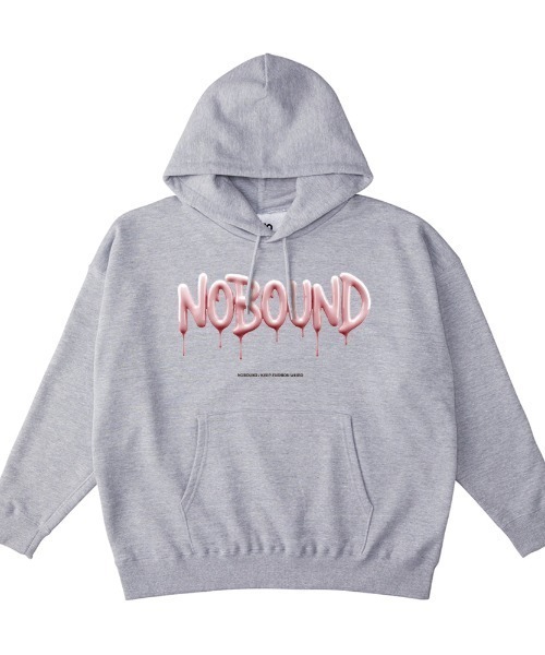 NOBOUND(ノーバウンド)の「NOBOUND(ノーバウンド) プルパーカー メンズ レディース ユニセックス スウェット メルティングロゴ プリント ビッグシルエット プルオーバーパーカー フーディー トップス ストリート カジュアル(パーカー・メンズ・ヘザーグレー/ブラック/ホワイト/ダークブルー・XL/L/M)」の3枚目の写真