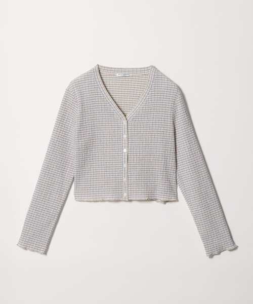 BEAUTY&YOUTH UNITED ARROWS(ビューティーアンドユースユナイテッドアローズ)の「ソリッド&チェック Vネック カーディガン(カーディガン/ボレロ・レディース・ホワイト/ブラック/ライトブルー・FREE)」の3枚目の写真