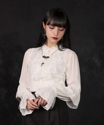 axes femme（アクシーズファム）の「レースアップ×フリルブラウス（シャツ/ブラウス）」