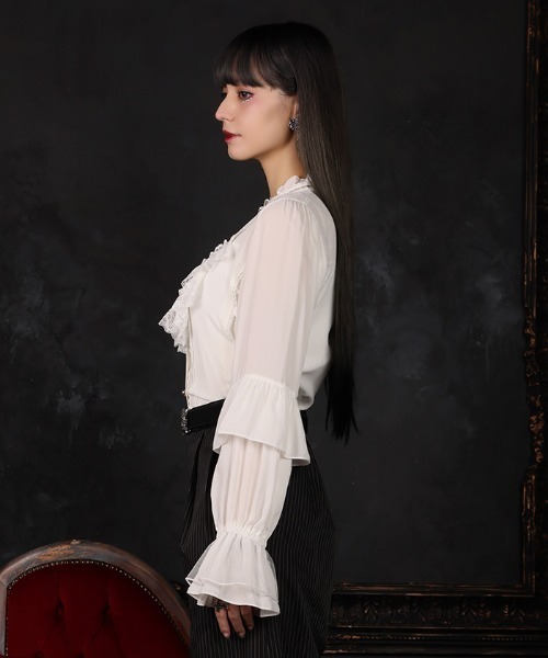 axes femme(アクシーズファム)の「レースアップ×フリルブラウス(シャツ/ブラウス・レディース・ホワイト/パープル/ブラック・MEDIUM/LARGE)」の5枚目の写真