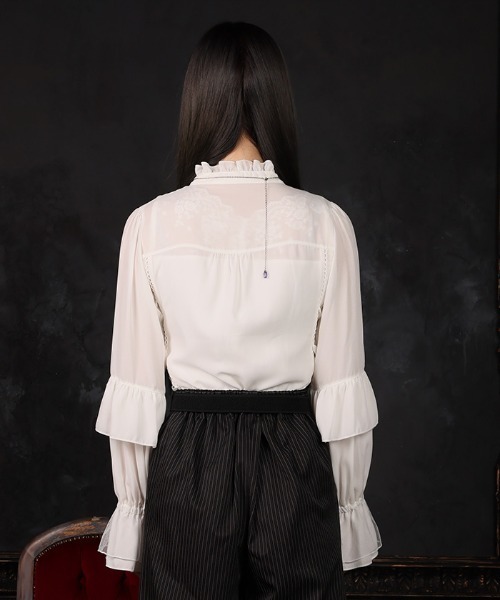 axes femme(アクシーズファム)の「レースアップ×フリルブラウス(シャツ/ブラウス・レディース・ホワイト/パープル/ブラック・MEDIUM/LARGE)」の6枚目の写真