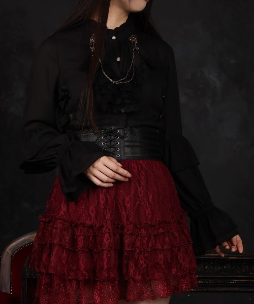 axes femme(アクシーズファム)の「レースアップ×フリルブラウス(シャツ/ブラウス・レディース・ホワイト/パープル/ブラック・MEDIUM/LARGE)」の9枚目の写真