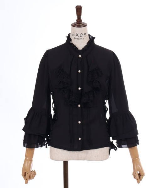 axes femme(アクシーズファム)の「レースアップ×フリルブラウス(シャツ/ブラウス・レディース・ホワイト/パープル/ブラック・MEDIUM/LARGE)」の10枚目の写真