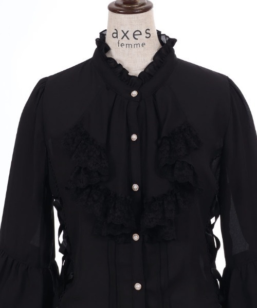 axes femme(アクシーズファム)の「レースアップ×フリルブラウス(シャツ/ブラウス・レディース・ホワイト/パープル/ブラック・MEDIUM/LARGE)」の13枚目の写真