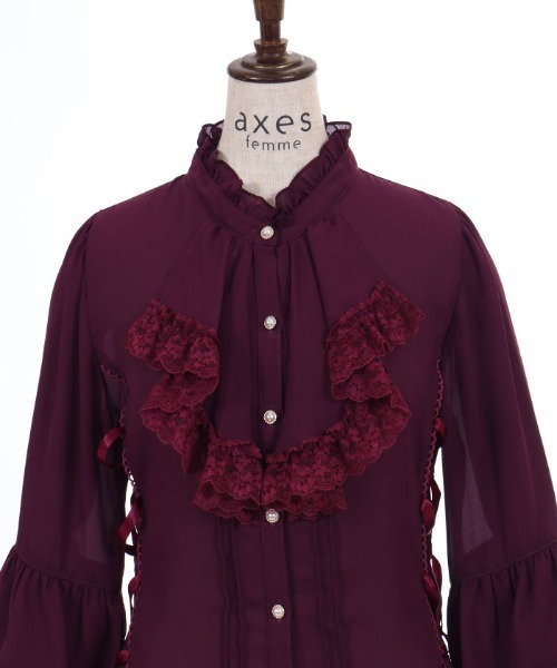 axes femme(アクシーズファム)の「レースアップ×フリルブラウス(シャツ/ブラウス・レディース・ホワイト/パープル/ブラック・MEDIUM/LARGE)」の21枚目の写真