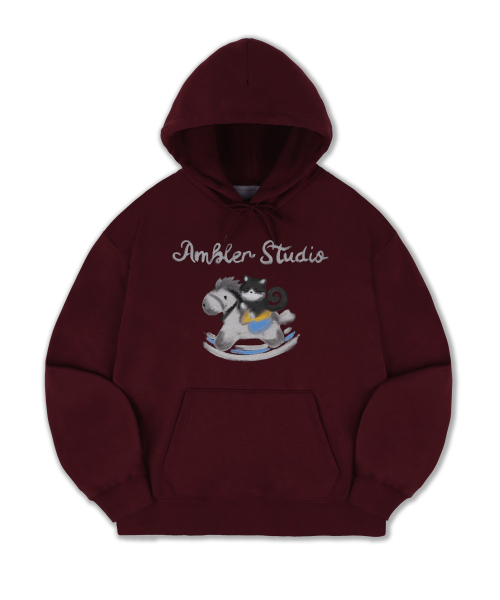 ambler(エムブラー)の「Horse Rider Cat グラフィックフードTシャツ AHP1304(バーガンディ)(パーカー・レディース・その他・S/M/L)」の1枚目の写真