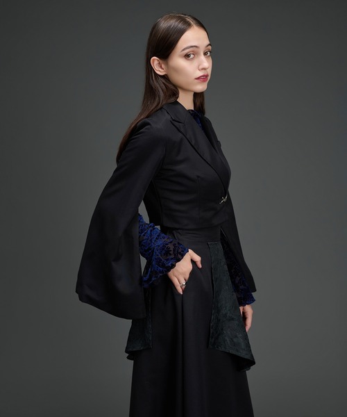 Ellno de Mavie（エルノデメヴィ）の「2wayメタルバックルジャケット/SETUP対応（テーラードジャケット・レディース・ブラック/ブルーグレー・FREE）」の10枚目の写真