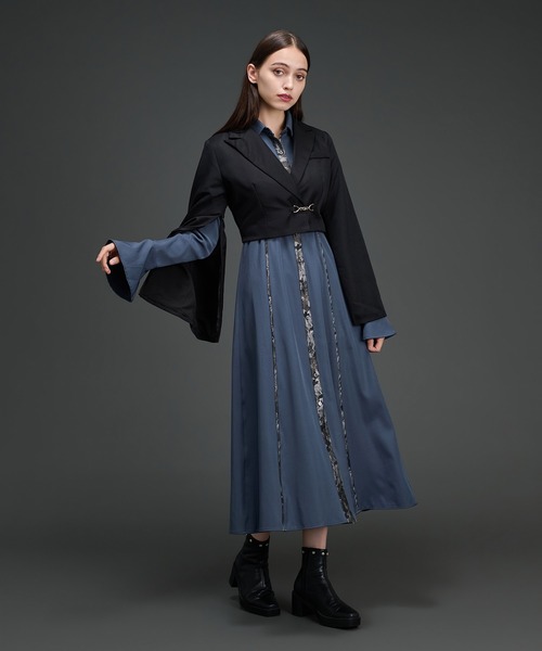 Ellno de Mavie（エルノデメヴィ）の「2wayメタルバックルジャケット/SETUP対応（テーラードジャケット・レディース・ブラック/ブルーグレー・FREE）」の17枚目の写真