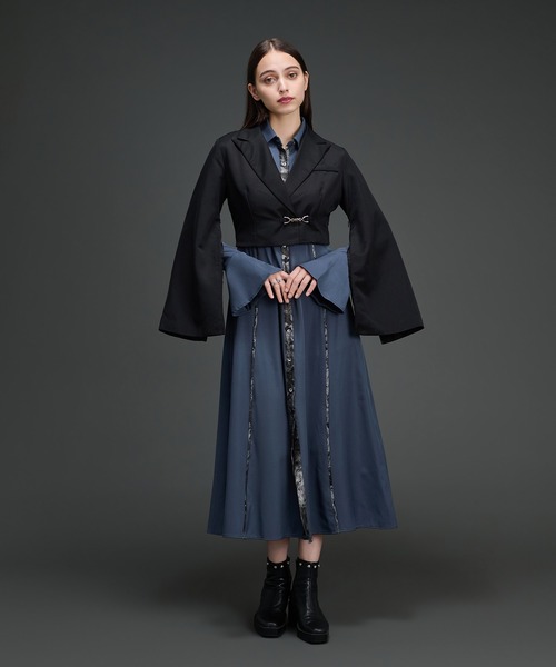 Ellno de Mavie（エルノデメヴィ）の「2wayメタルバックルジャケット/SETUP対応（テーラードジャケット・レディース・ブラック/ブルーグレー・FREE）」の18枚目の写真