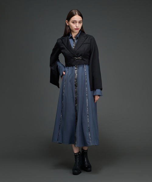 Ellno de Mavie（エルノデメヴィ）の「2wayメタルバックルジャケット/SETUP対応（テーラードジャケット・レディース・ブラック/ブルーグレー・FREE）」の19枚目の写真