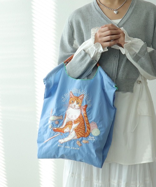 Three Four Time(スリーフォータイム)の「<一部店舗・WEB限定>【Ball&Chain】D.BABY CAT(トートバッグ・レディース・ベージュ/ライトブルー・FREE)」の1枚目の写真