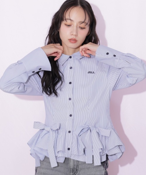 JILL by JILL STUART(ジルバイジルスチュアート)の「裾ラッフルシャツ(シャツ/ブラウス・レディース・ネイビー系1/ホワイト/ブルー・FREE)」の22枚目の写真