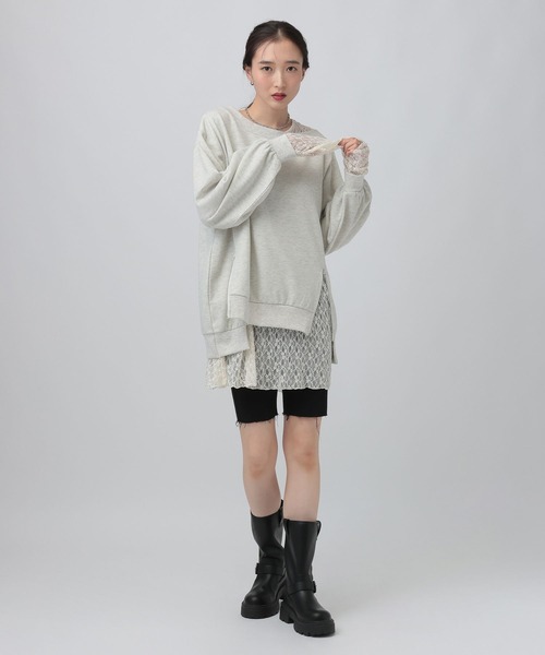LEPSIM(レプシィム)の「ワンショルレースレイヤーチュニック 1068713(チュニック・レディース・チャコールグレー/ライトグレー/ブラック・FREE)」の22枚目の写真