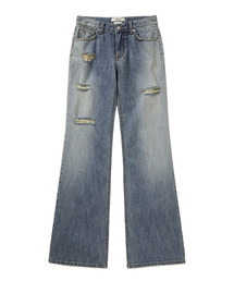 SIDE SEAM WASHED JEANS IN BLUE