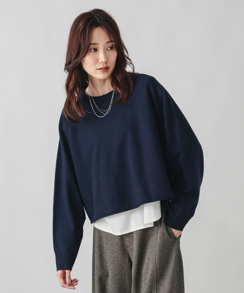 GLOBAL WORK(グローバルワーク)の「カシミヤタッチクルーネックプルオーバー/758685(ニット/セーター・レディース・ホワイト/ネイビー/ワインレッド/フューシャピンク・LARGE/MEDIUM)」の3枚目の写真