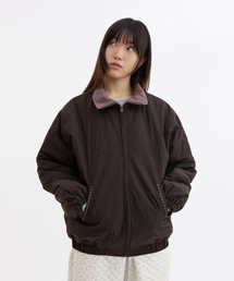 FLORAL EMBROIDERY PADDED BLOUSON, BROWN