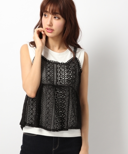 Heather(ヘザー)の「ノースリキャミ2P 722816(シャツ/ブラウス・レディース・ヘザ-グレー/アイボリー/ブラック/ホワイト×ブラック/グレー×ホワイト・FREE)」の2枚目の写真