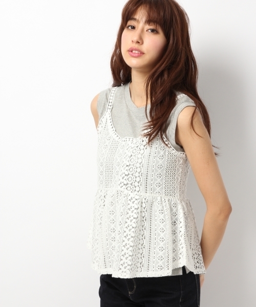 Heather(ヘザー)の「ノースリキャミ2P 722816(シャツ/ブラウス・レディース・ヘザ-グレー/アイボリー/ブラック/ホワイト×ブラック/グレー×ホワイト・FREE)」の5枚目の写真