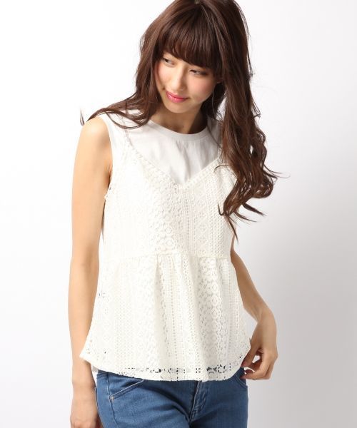 Heather(ヘザー)の「ノースリキャミ2P 722816(シャツ/ブラウス・レディース・ヘザ-グレー/アイボリー/ブラック/ホワイト×ブラック/グレー×ホワイト・FREE)」の1枚目の写真