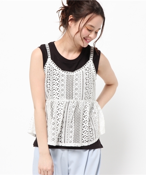 Heather(ヘザー)の「ノースリキャミ2P 722816(シャツ/ブラウス・レディース・ヘザ-グレー/アイボリー/ブラック/ホワイト×ブラック/グレー×ホワイト・FREE)」の12枚目の写真