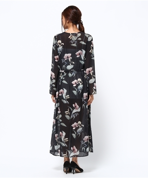 MOUSSY（マウジー）の「CLEAR FLOWER LONG DRESS F（ワンピース