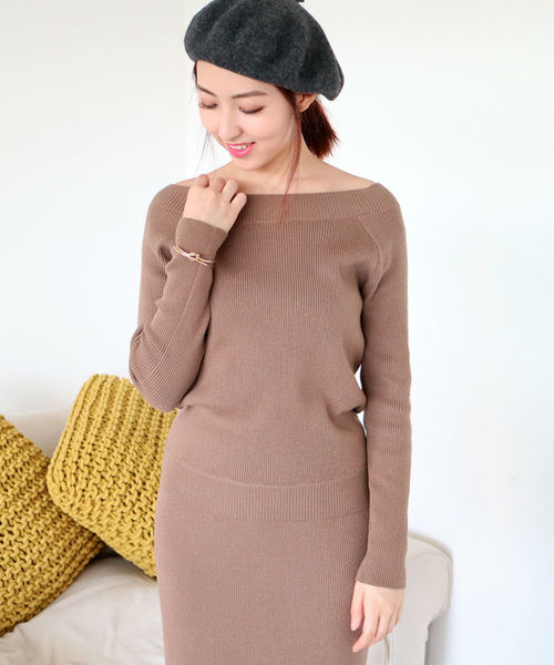 N.（N. Natural Beauty Basic）（エヌエヌナチュラルビューティーベーシック）の「リブセットアップニット（ニット/セーター・レディース・ベージュ/ブラック/ボルドー/グレー・MEDIUM）」の3枚目の写真