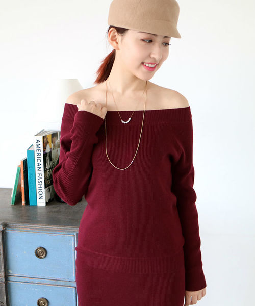 N.（N. Natural Beauty Basic）（エヌエヌナチュラルビューティーベーシック）の「リブセットアップニット（ニット/セーター・レディース・ベージュ/ブラック/ボルドー/グレー・MEDIUM）」の4枚目の写真