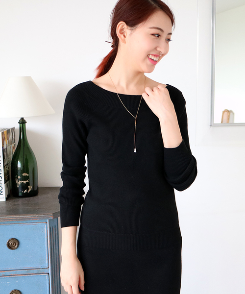 N.（N. Natural Beauty Basic）（エヌエヌナチュラルビューティーベーシック）の「リブセットアップニット（ニット/セーター・レディース・ベージュ/ブラック/ボルドー/グレー・MEDIUM）」の2枚目の写真