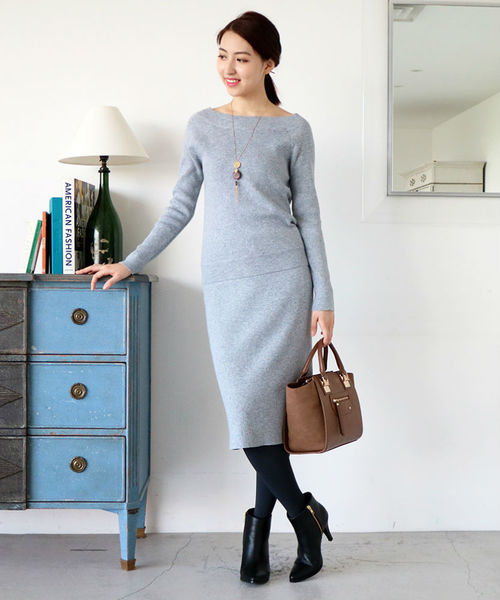 N.（N. Natural Beauty Basic）（エヌエヌナチュラルビューティーベーシック）の「リブセットアップニット（ニット/セーター・レディース・ベージュ/ブラック/ボルドー/グレー・MEDIUM）」の18枚目の写真