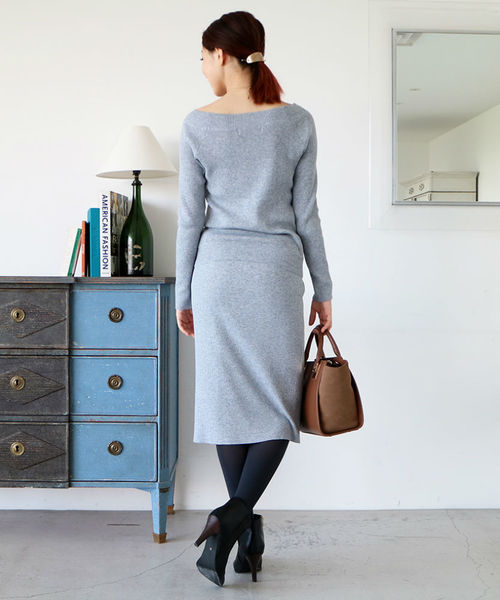 N.（N. Natural Beauty Basic）（エヌエヌナチュラルビューティーベーシック）の「リブセットアップニット（ニット/セーター・レディース・ベージュ/ブラック/ボルドー/グレー・MEDIUM）」の20枚目の写真