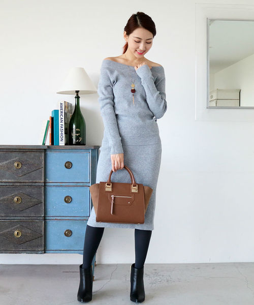 N.（N. Natural Beauty Basic）（エヌエヌナチュラルビューティーベーシック）の「リブセットアップニット（ニット/セーター・レディース・ベージュ/ブラック/ボルドー/グレー・MEDIUM）」の21枚目の写真