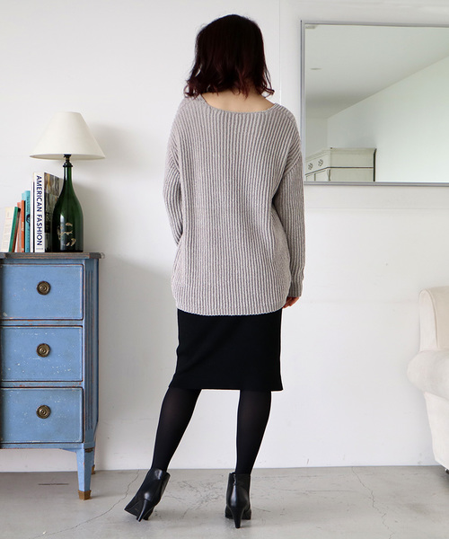 N.（N. Natural Beauty Basic）（エヌエヌナチュラルビューティーベーシック）の「スエードモールニット（ニット/セーター・レディース・ブラック/ボルドー/グレー・MEDIUM）」の14枚目の写真