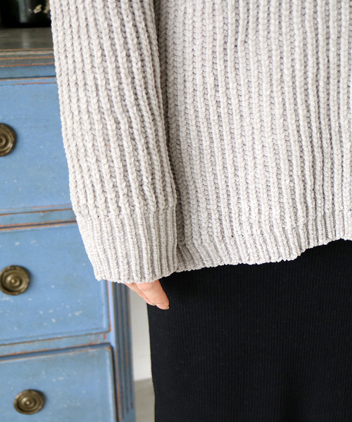 N.（N. Natural Beauty Basic）（エヌエヌナチュラルビューティーベーシック）の「スエードモールニット（ニット/セーター・レディース・ブラック/ボルドー/グレー・MEDIUM）」の16枚目の写真