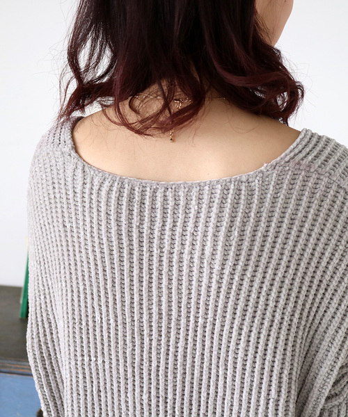 N.（N. Natural Beauty Basic）（エヌエヌナチュラルビューティーベーシック）の「スエードモールニット（ニット/セーター・レディース・ブラック/ボルドー/グレー・MEDIUM）」の18枚目の写真