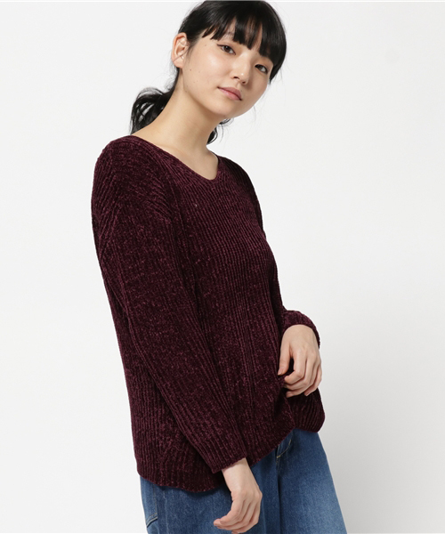 N.（N. Natural Beauty Basic）（エヌエヌナチュラルビューティーベーシック）の「スエードモールニット（ニット/セーター・レディース・ブラック/ボルドー/グレー・MEDIUM）」の22枚目の写真
