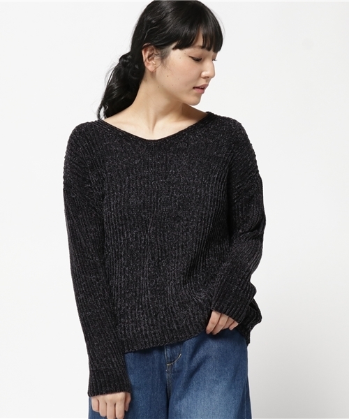 N.（N. Natural Beauty Basic）（エヌエヌナチュラルビューティーベーシック）の「スエードモールニット（ニット/セーター・レディース・ブラック/ボルドー/グレー・MEDIUM）」の2枚目の写真