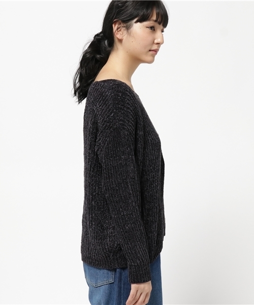 N.（N. Natural Beauty Basic）（エヌエヌナチュラルビューティーベーシック）の「スエードモールニット（ニット/セーター・レディース・ブラック/ボルドー/グレー・MEDIUM）」の5枚目の写真