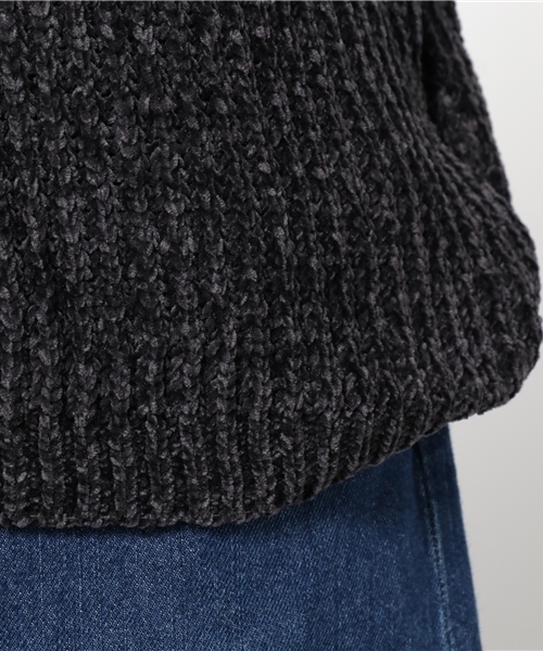 N.（N. Natural Beauty Basic）（エヌエヌナチュラルビューティーベーシック）の「スエードモールニット（ニット/セーター・レディース・ブラック/ボルドー/グレー・MEDIUM）」の9枚目の写真