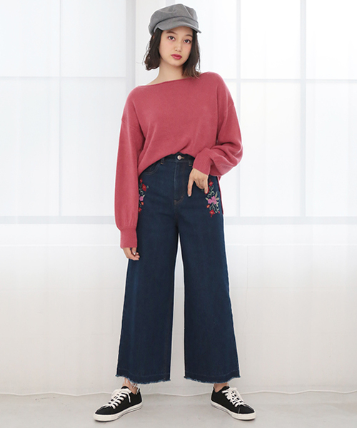 one after another NICE CLAUP（ワンアフターアナザーナイスクラップ）の「カシミアタッチボートネックニット（ニット/セーター・レディース・ブラック/アイボリー/グリーン/レッド/ライトグレー・FREE）」の22枚目の写真