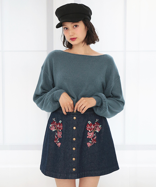 one after another NICE CLAUP（ワンアフターアナザーナイスクラップ）の「カシミアタッチボートネックニット（ニット/セーター・レディース・ブラック/アイボリー/グリーン/レッド/ライトグレー・FREE）」の13枚目の写真