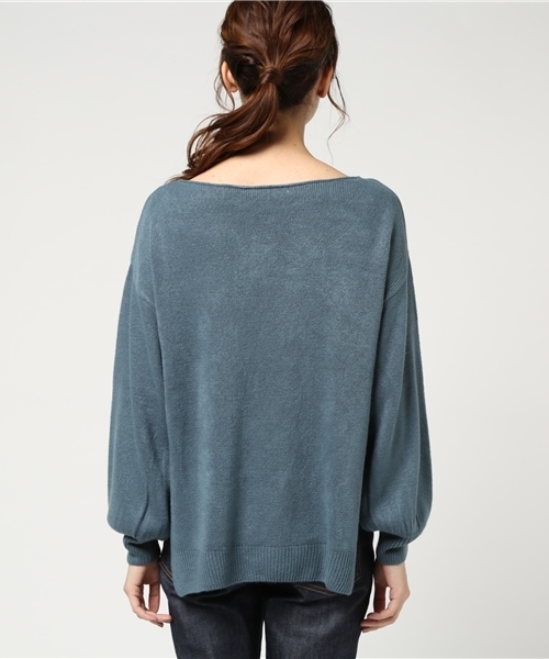 one after another NICE CLAUP（ワンアフターアナザーナイスクラップ）の「カシミアタッチボートネックニット（ニット/セーター・レディース・ブラック/アイボリー/グリーン/レッド/ライトグレー・FREE）」の8枚目の写真