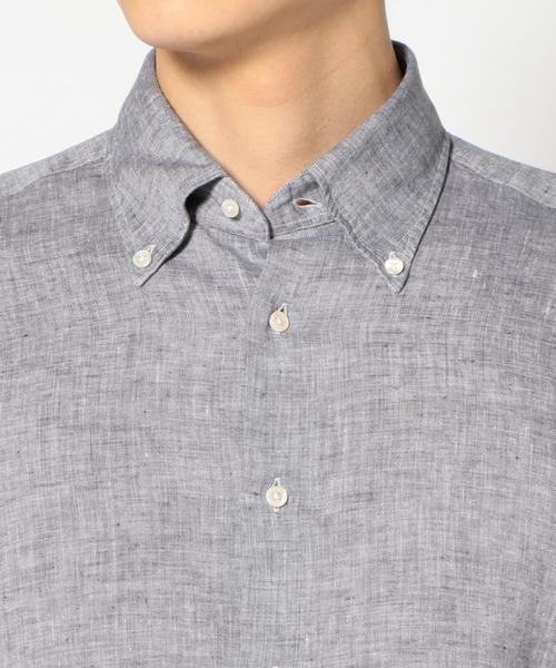 SHIPS（シップス）の「GIANGI: リネン ソリッド ボタンダウンシャツ（シャツ/ブラウス・メンズ・ダークグレー/ホワイト・SMALL/MEDIUM）」の6枚目の写真