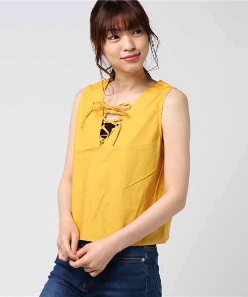 COLONY 2139（コロニートゥーワンスリーナイン）の「ﾀｲﾌﾟﾗｲﾀｰﾚｰｽｱｯﾌﾟプルオーバー（タンクトップ・レディース・オフホワイト/ネイビー/イエロー・FREE）」の13枚目の写真