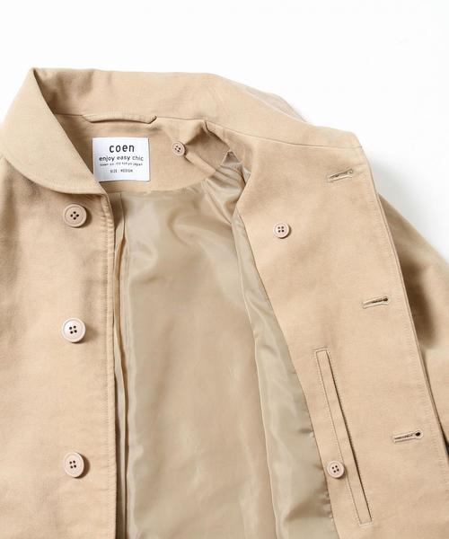 coen（コーエン）の「3WAYモールスキンショールカラーコート(ライナー付き)（ステンカラーコート・メンズ・ベージュ/ネイビー・SMALL/MEDIUM/LARGE/X-LARGE）」の14枚目の写真