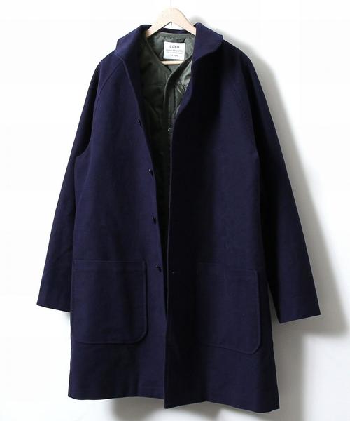 coen（コーエン）の「3WAYモールスキンショールカラーコート(ライナー付き)（ステンカラーコート・メンズ・ベージュ/ネイビー・SMALL/MEDIUM/LARGE/X-LARGE）」の19枚目の写真